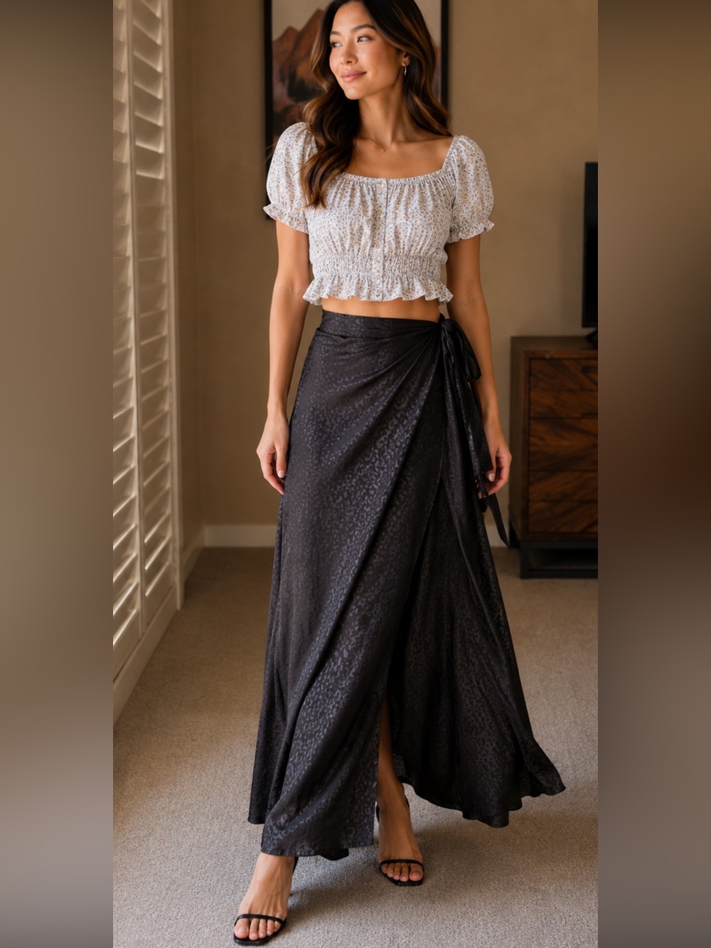 LOFT Black Jacquard Textured Blouse